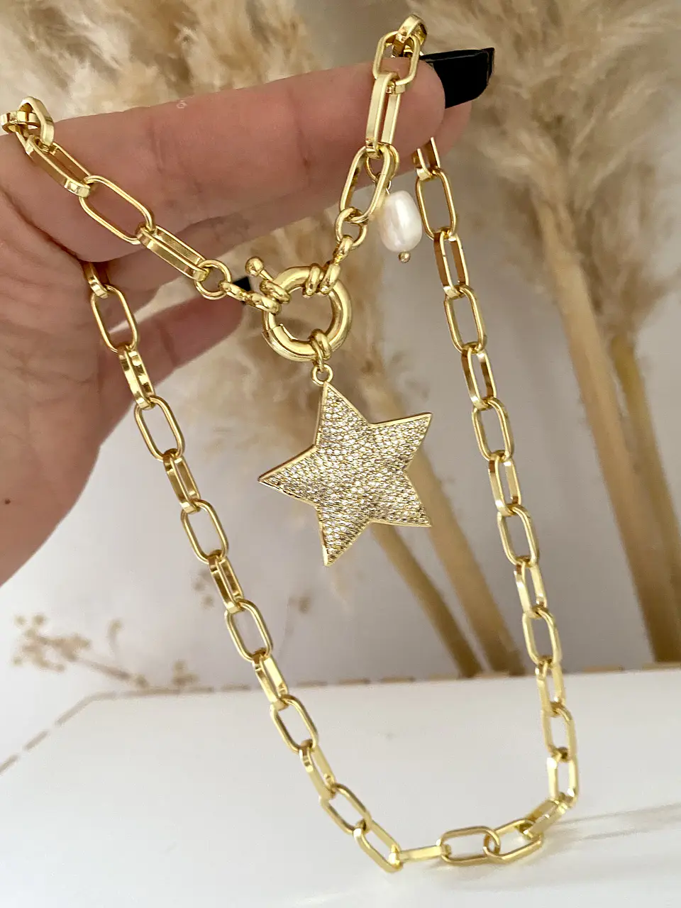 Collar Estrella Circones  Perla Gold  1