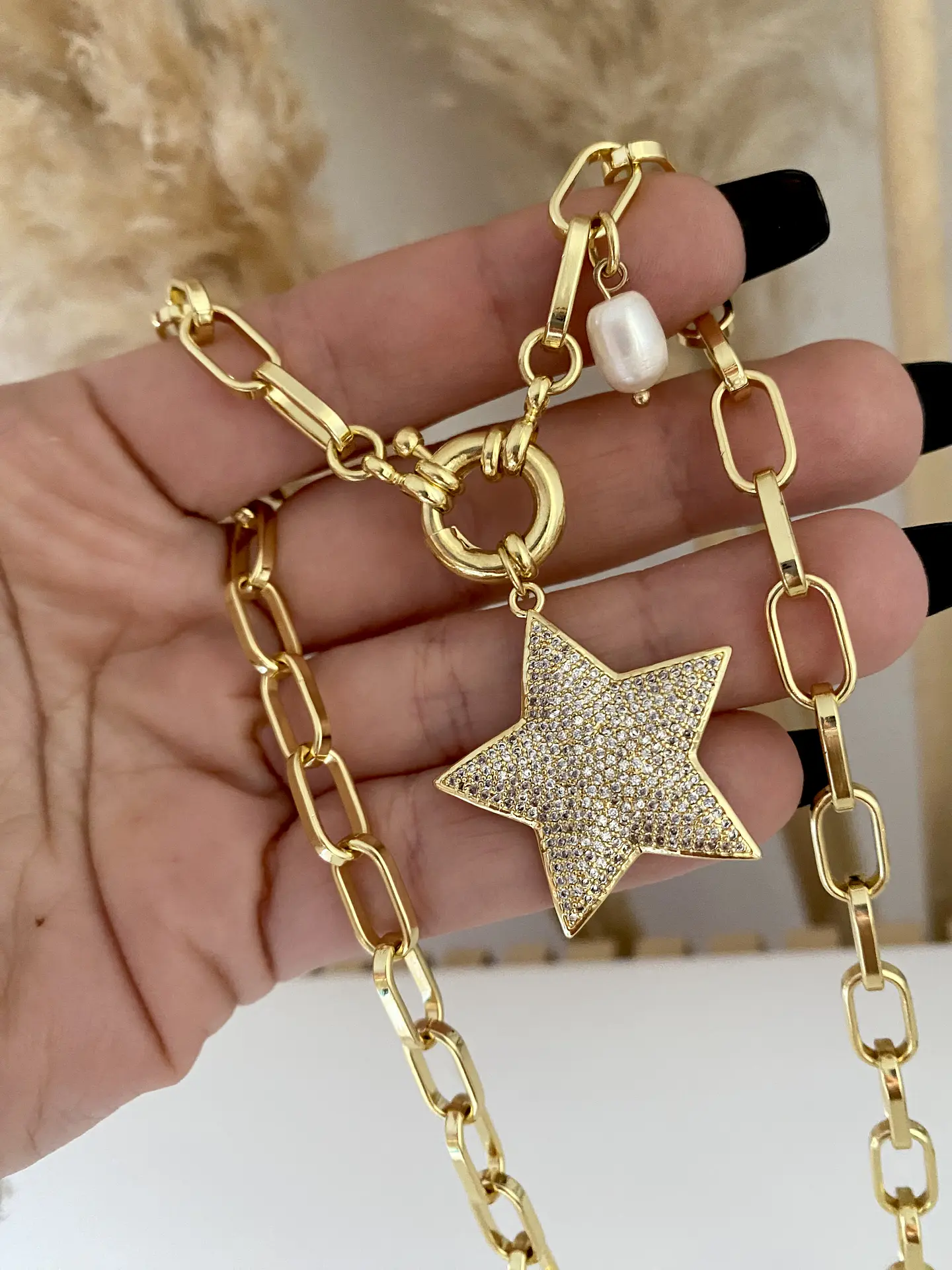 Collar Estrella Circones  Perla Gold  2