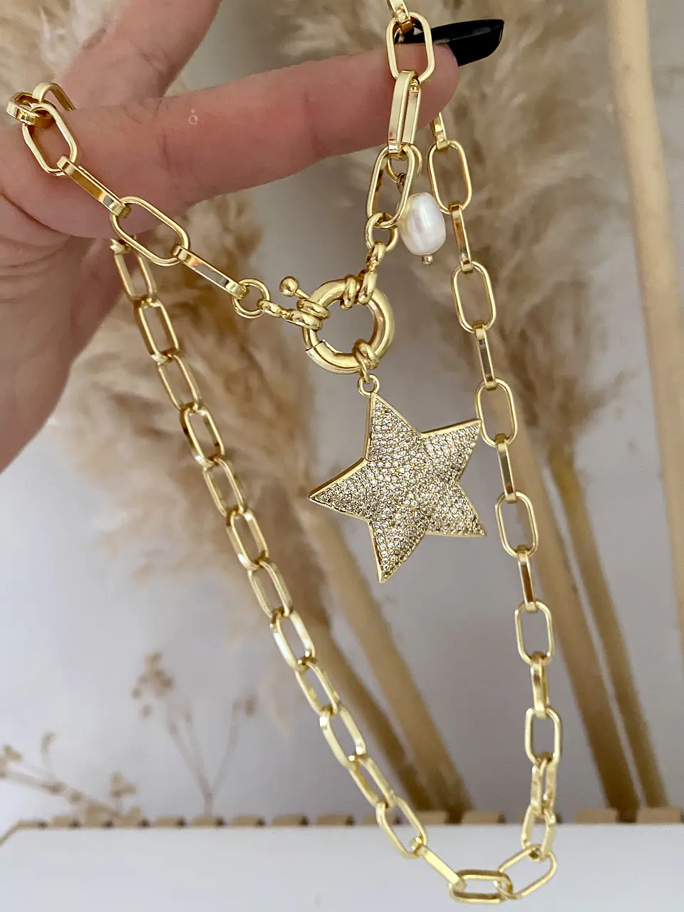 Collar Estrella Circones  Perla Gold  3