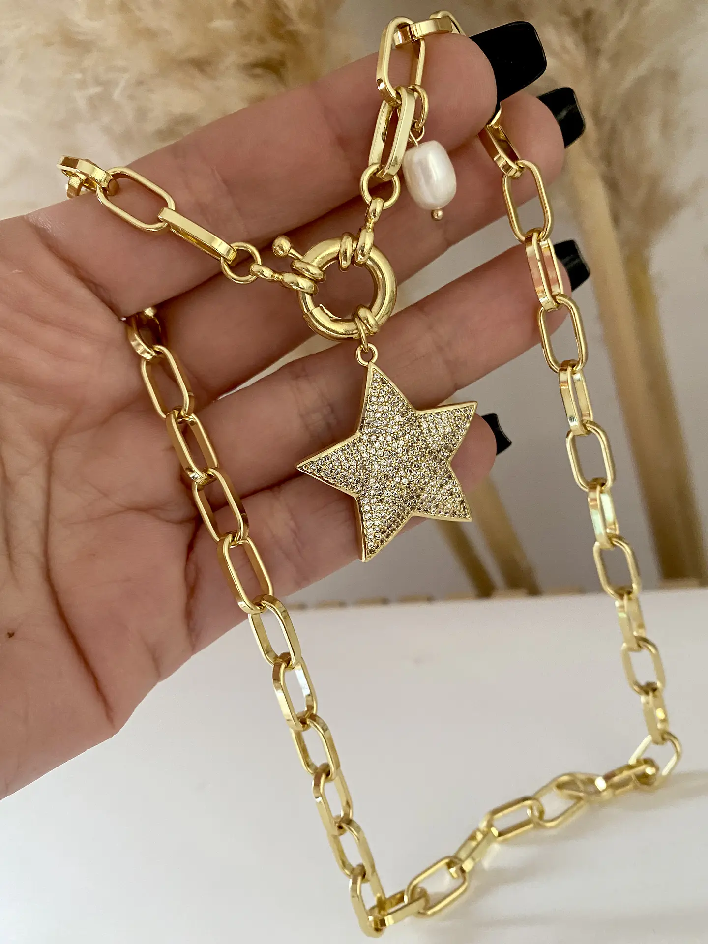 Collar Estrella Circones  Perla Gold  4