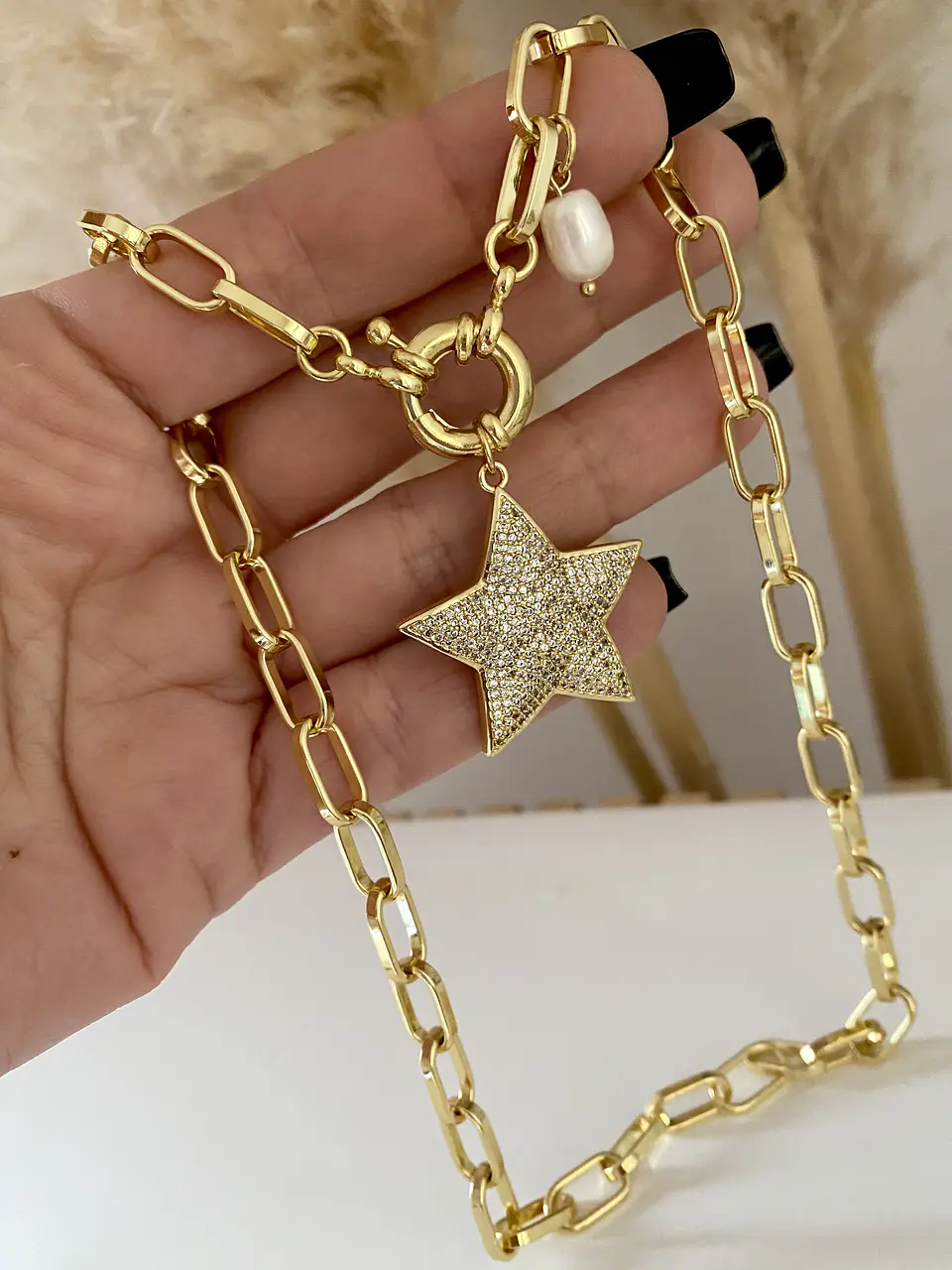 Collar Estrella Circones  Perla Gold  4