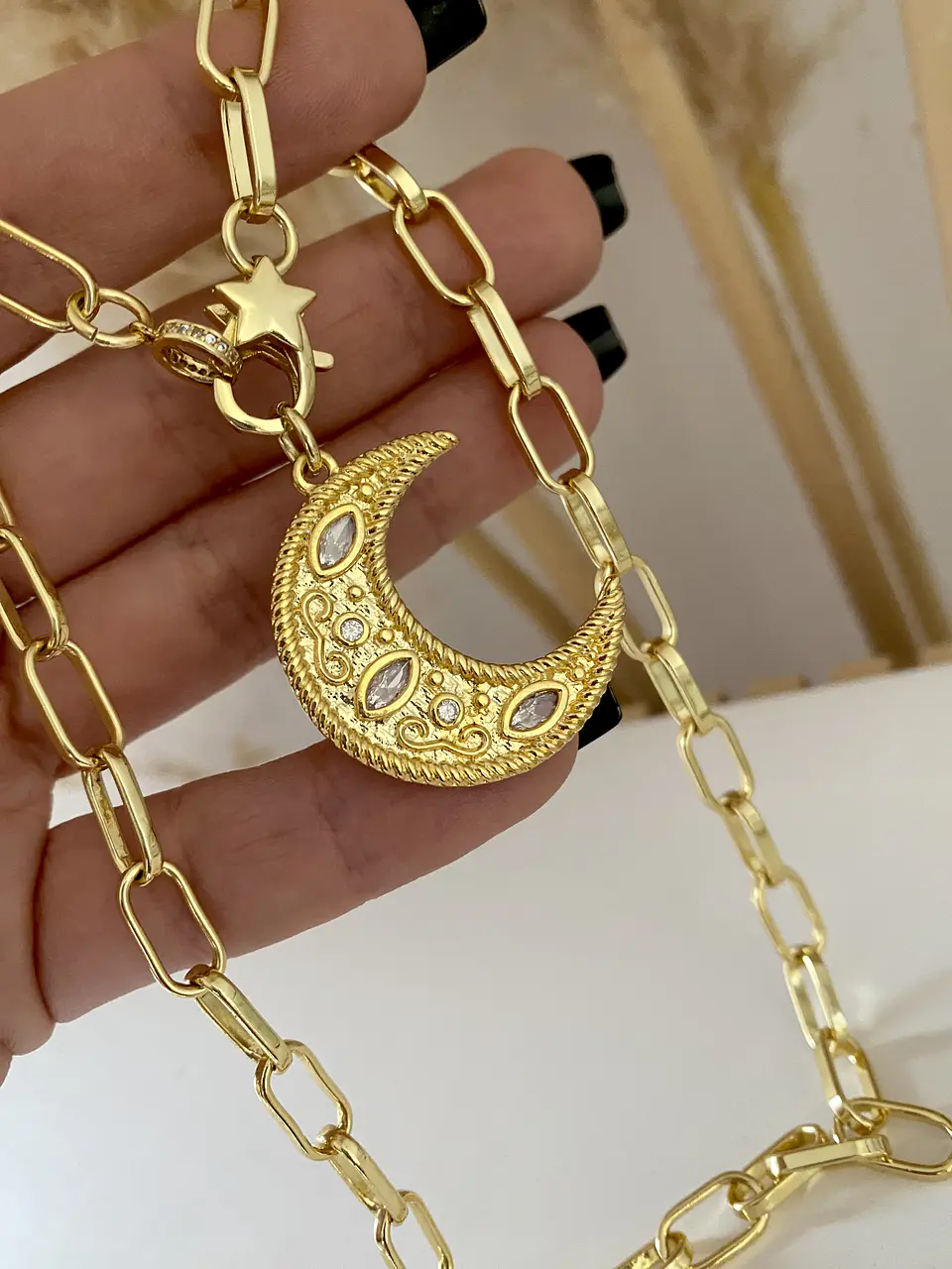 Collar Luna Cristales broche Estrella Gold 1