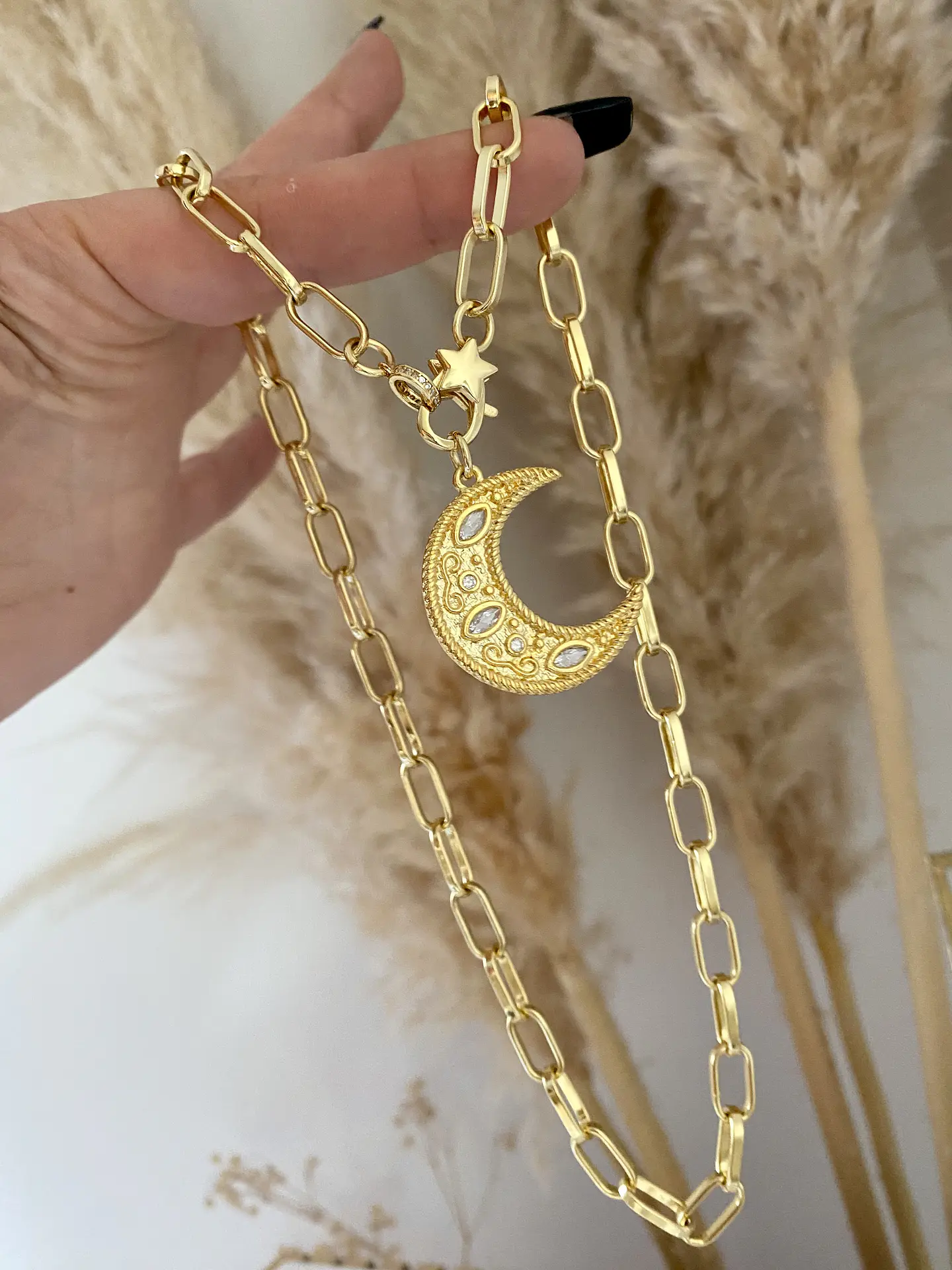 Collar Luna Cristales broche Estrella Gold 2