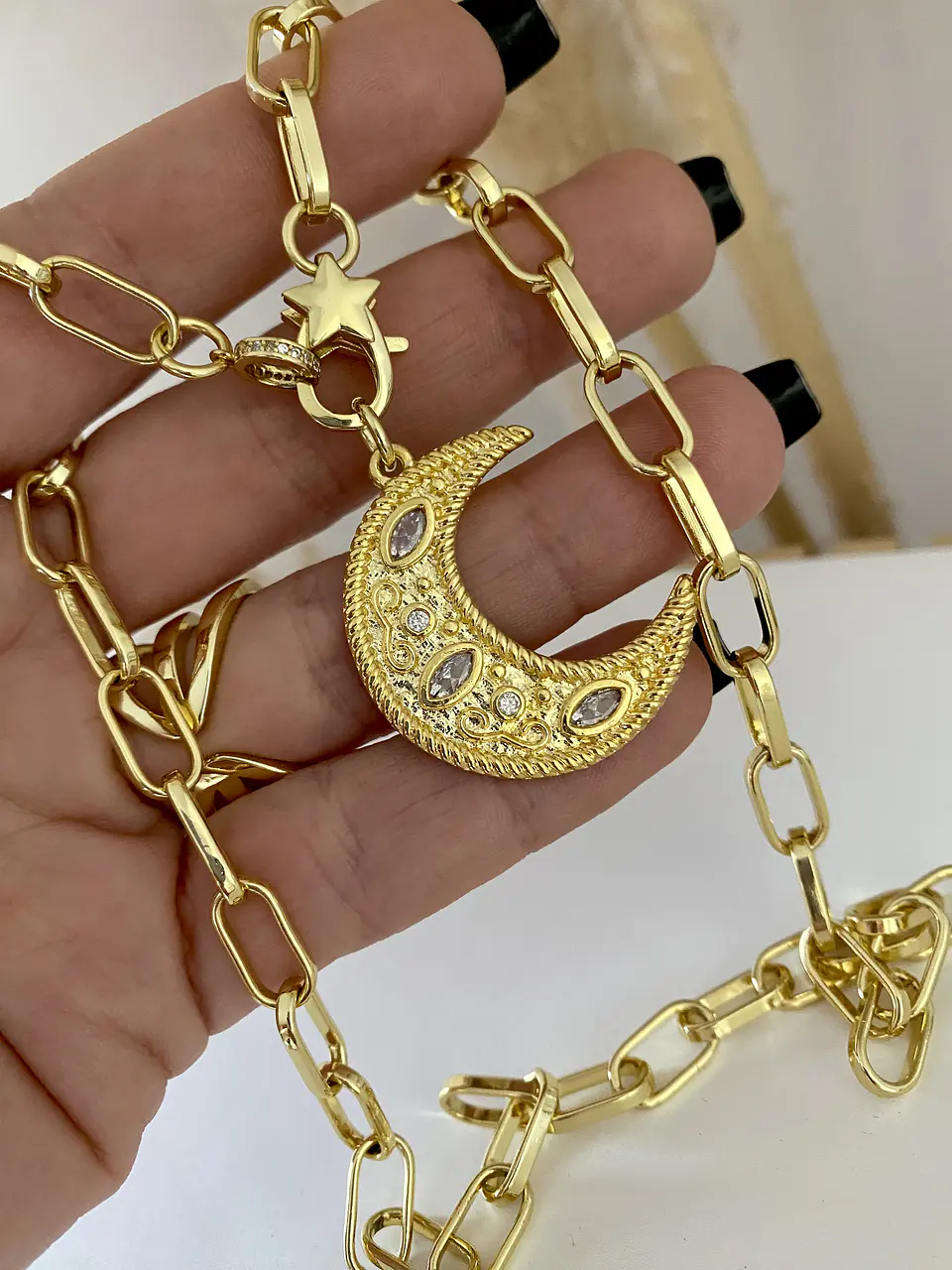 Collar Luna Cristales broche Estrella Gold 3