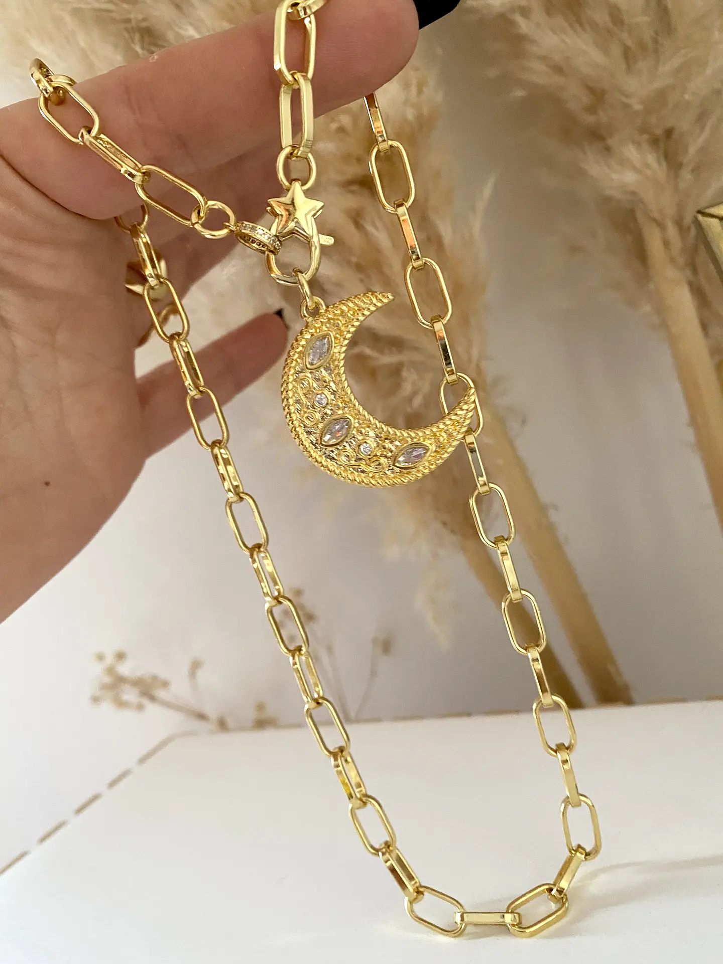 Collar Luna Cristales broche Estrella Gold 4