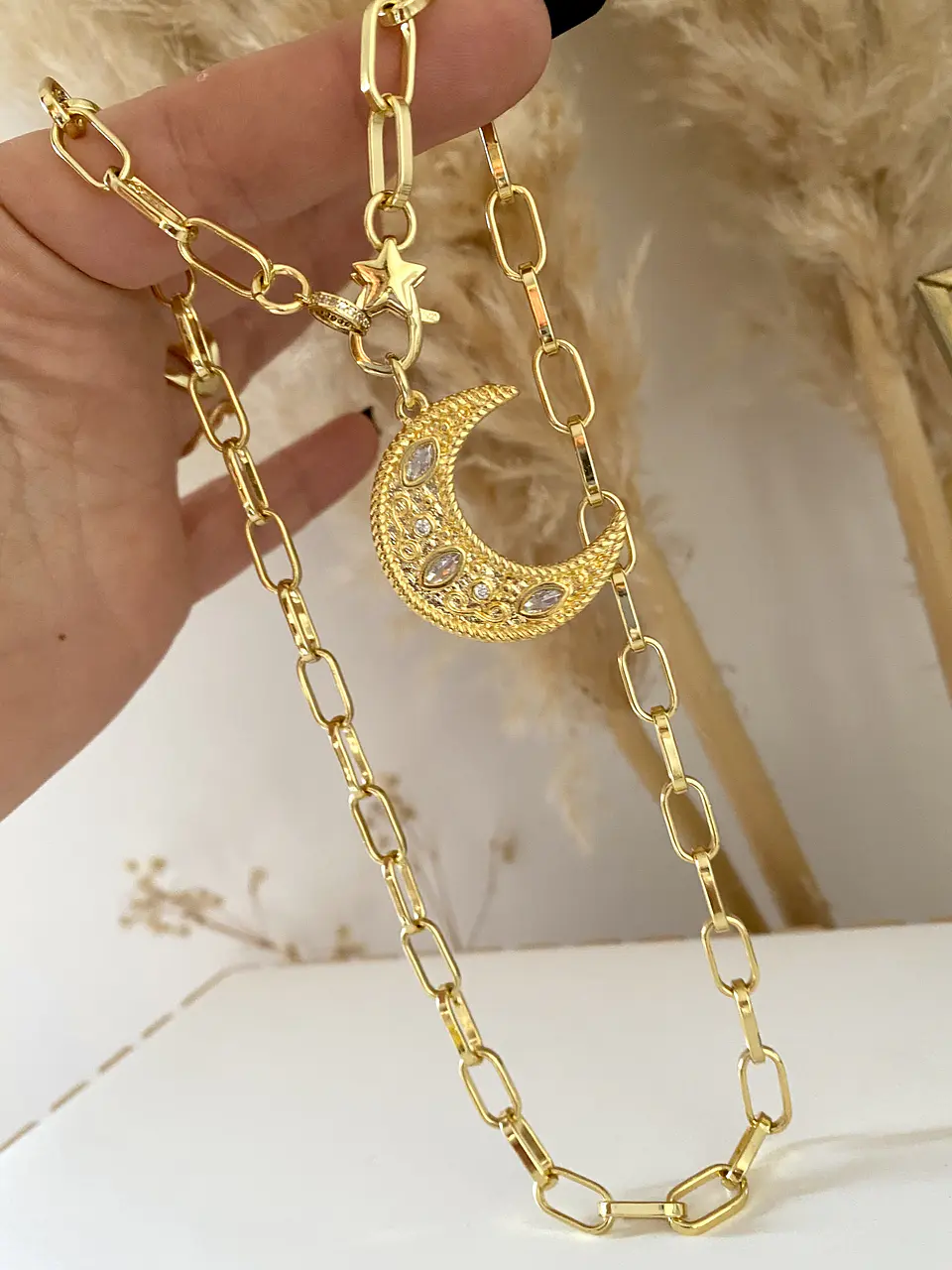 Collar Luna Cristales broche Estrella Gold 4
