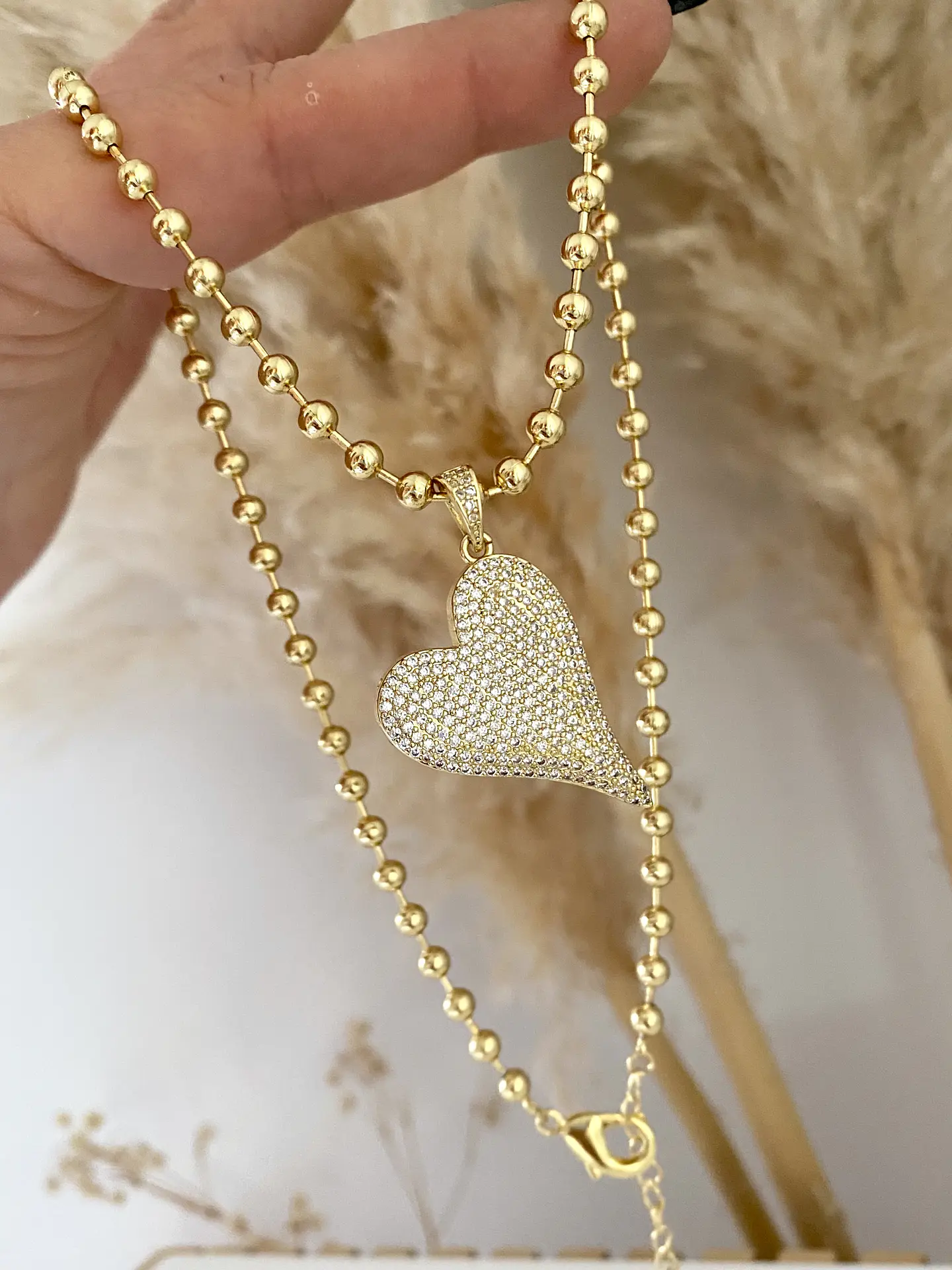 Collar bolita dije Corazón Inclinado Circones   1