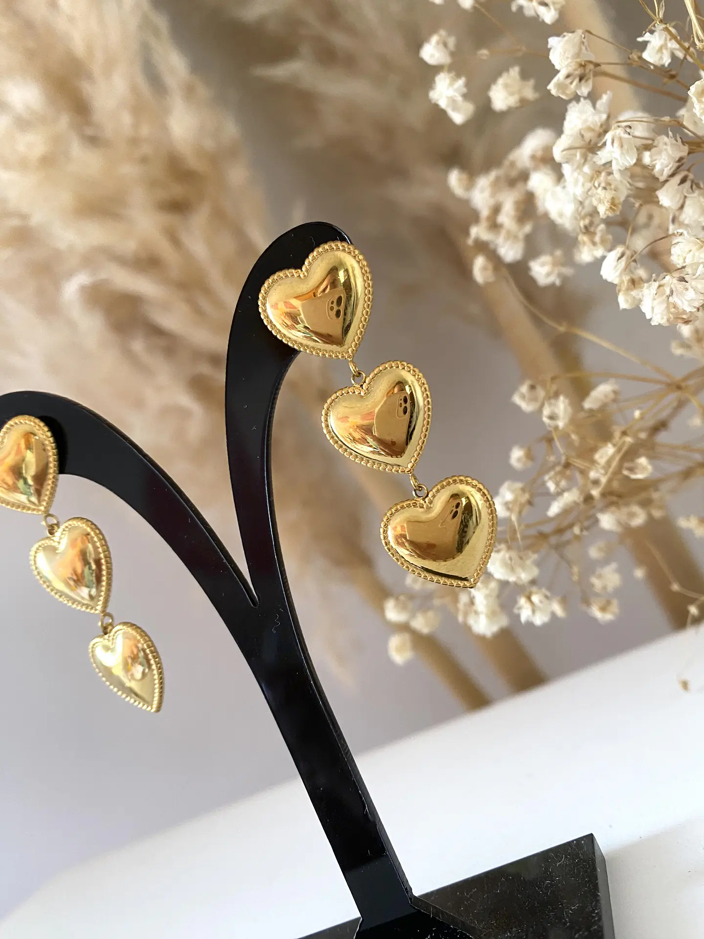 Aros Corazón Cascada Gold 3