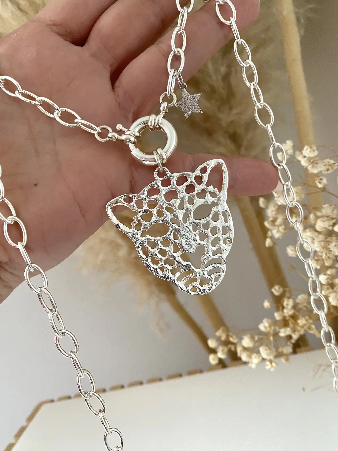 Collar XL Maxi Jaguar Silver punto luz Estrella  4
