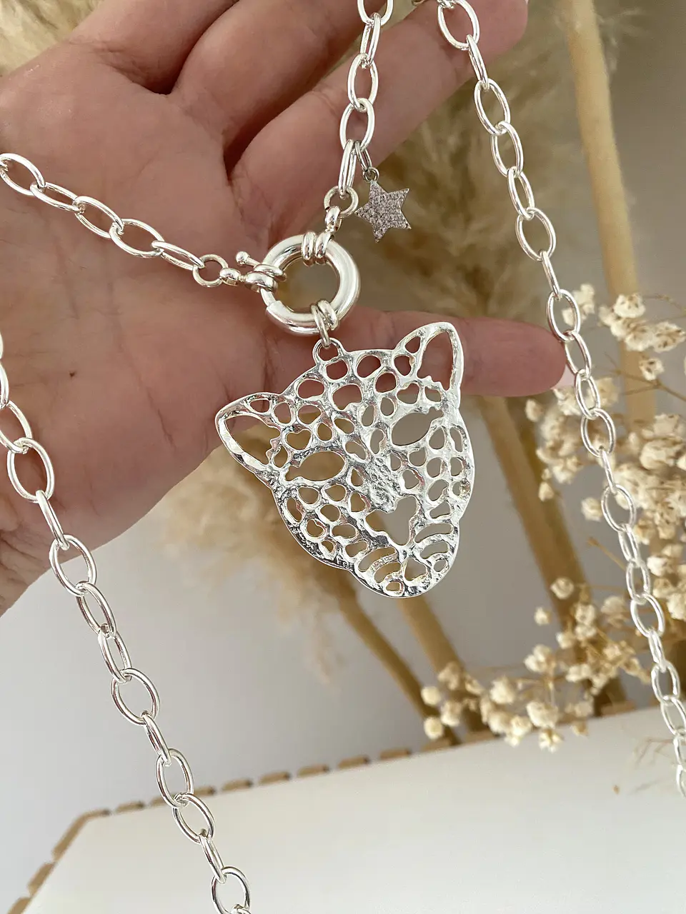 Collar XL Maxi Jaguar Silver punto luz Estrella  4