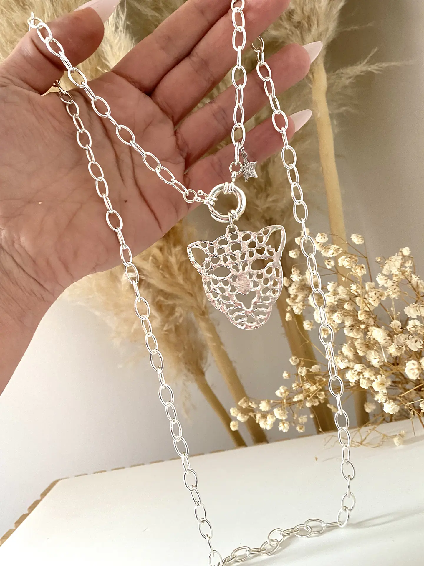 Collar XL Maxi Jaguar Silver punto luz Estrella  3