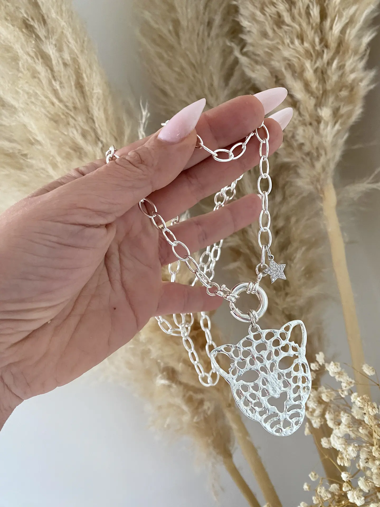 Collar XL Maxi Jaguar Silver punto luz Estrella  2