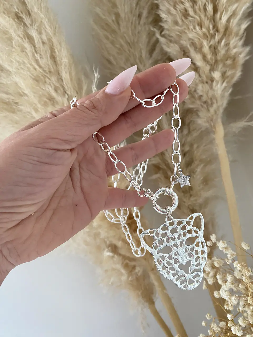 Collar XL Maxi Jaguar Silver punto luz Estrella  2
