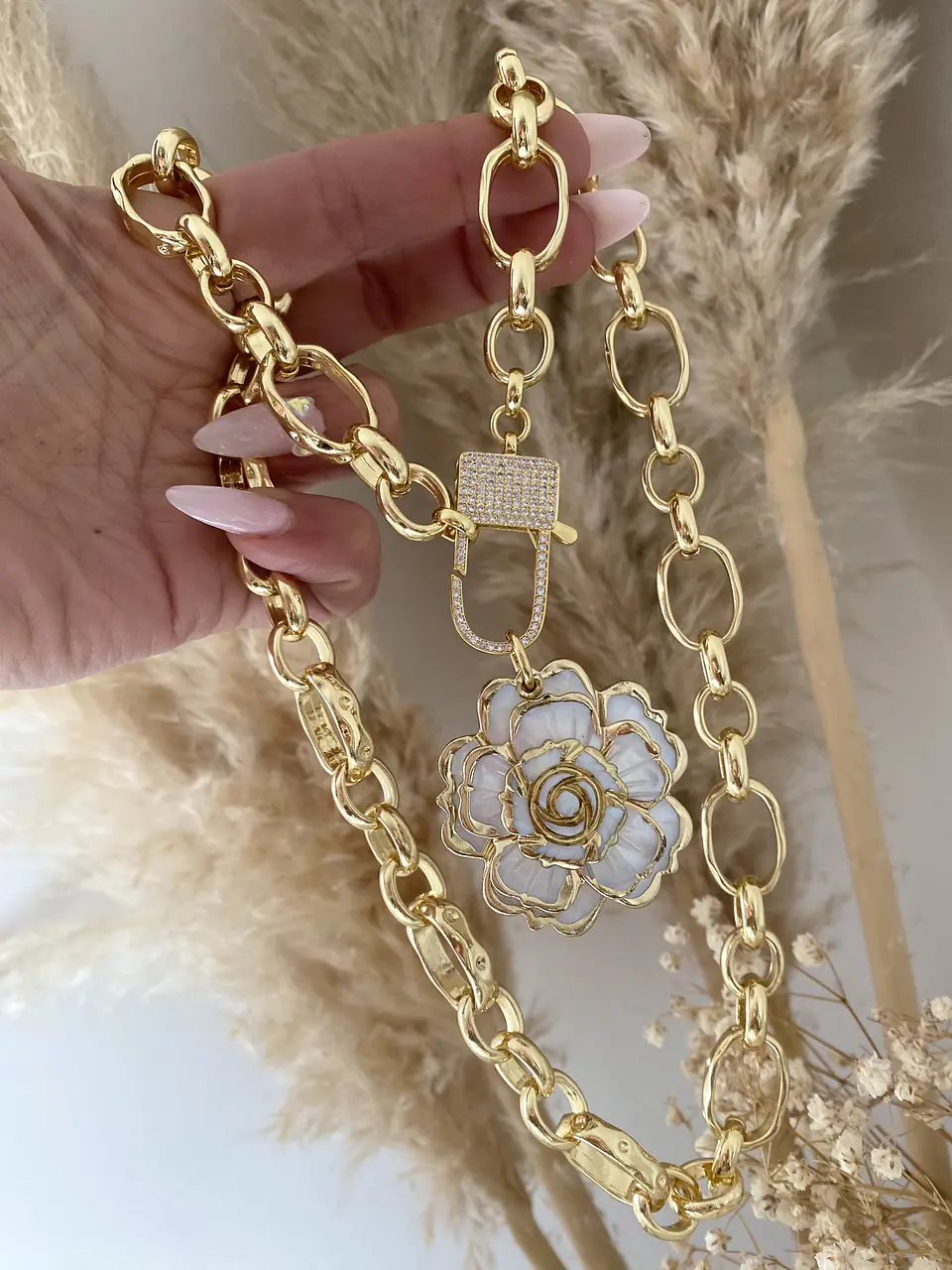 Collar Maxi Camelia Nácar Eslabones XL 4