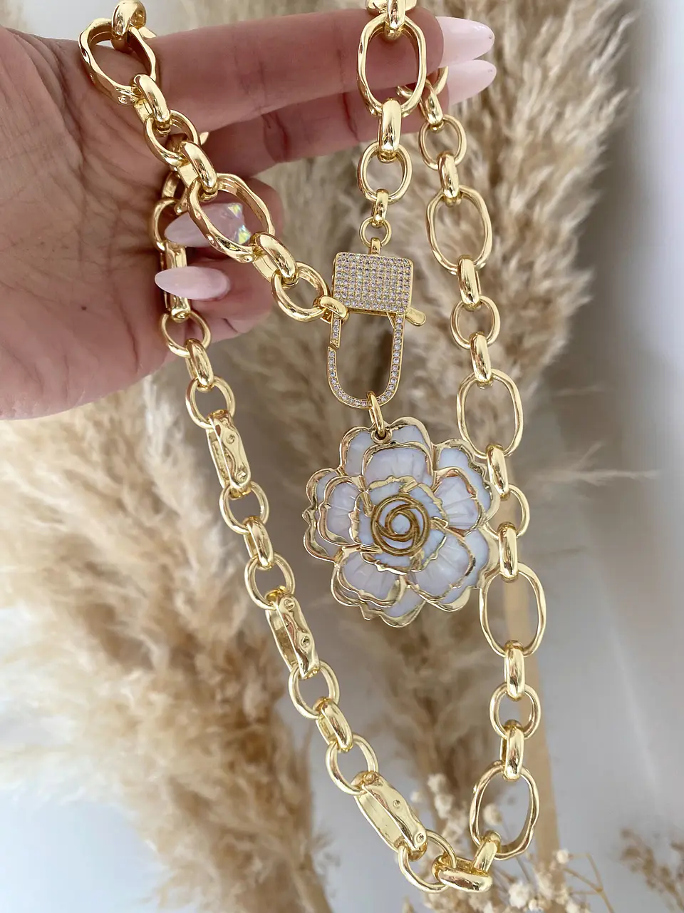 Collar Maxi Camelia Nácar Eslabones XL 5