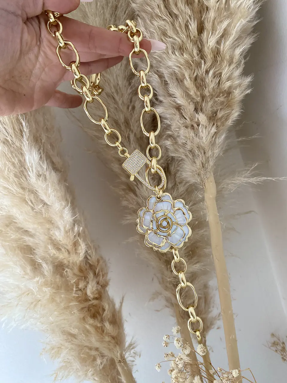 Collar Maxi Camelia Nácar Eslabones XL 6