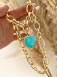 Collar Maxi Cadenón Corazon Turquesa XL - Miniatura 2