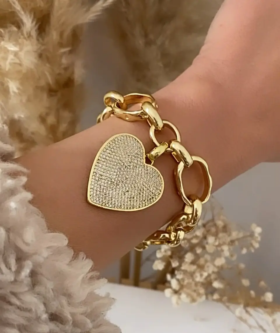 Maxi Pulsera Corazón Circones Eslabones XL  1