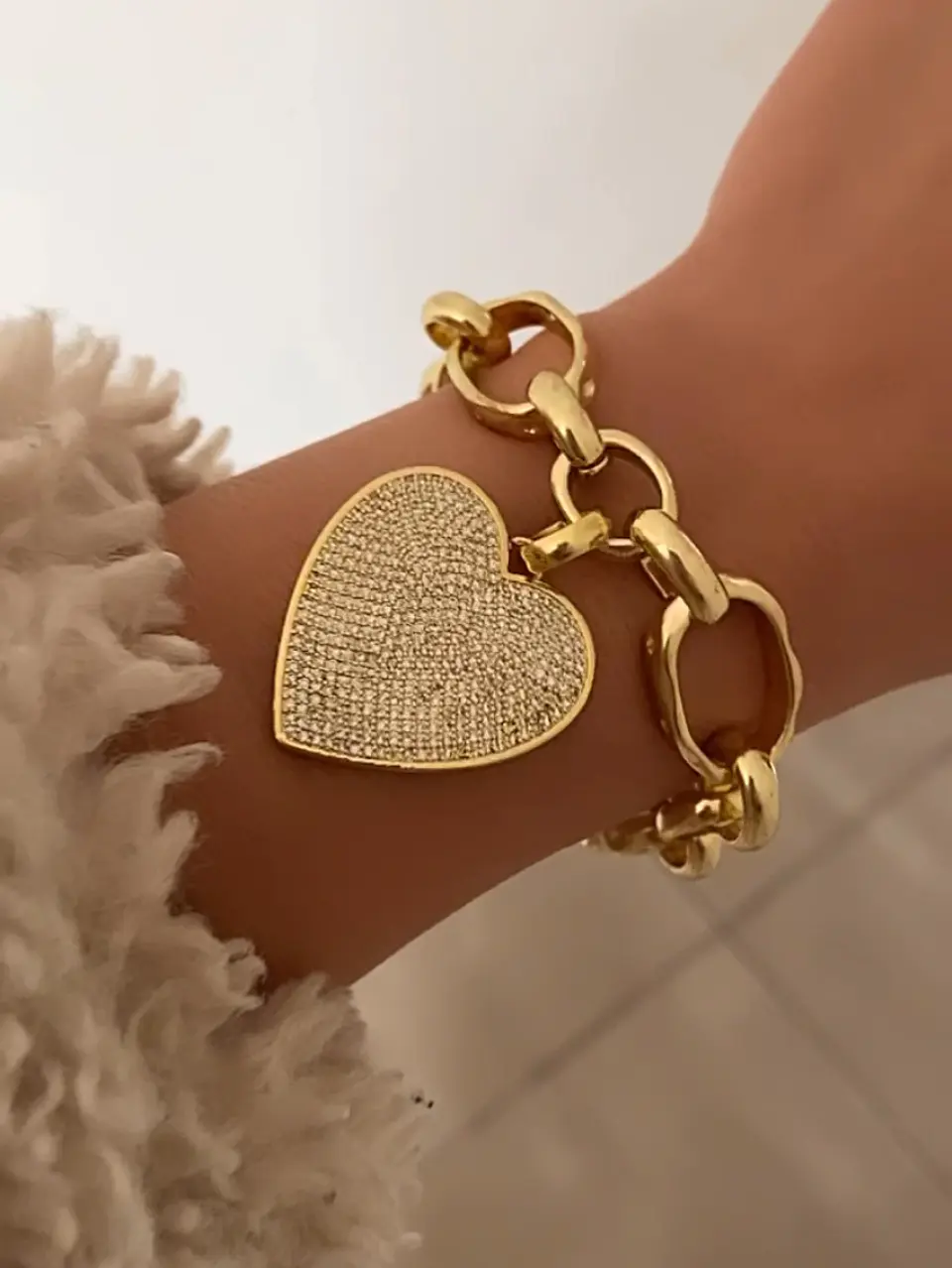 Maxi Pulsera Corazón Circones Eslabones XL  3