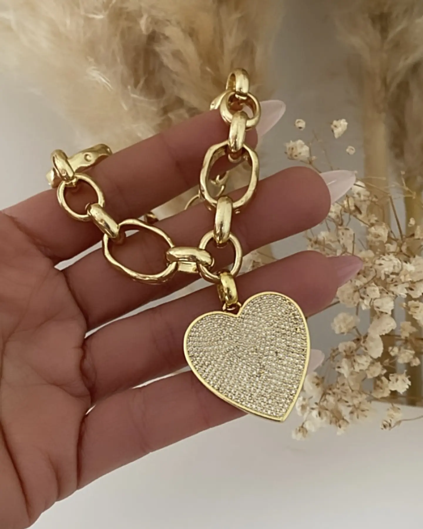 Maxi Pulsera Corazón Circones Eslabones XL  2