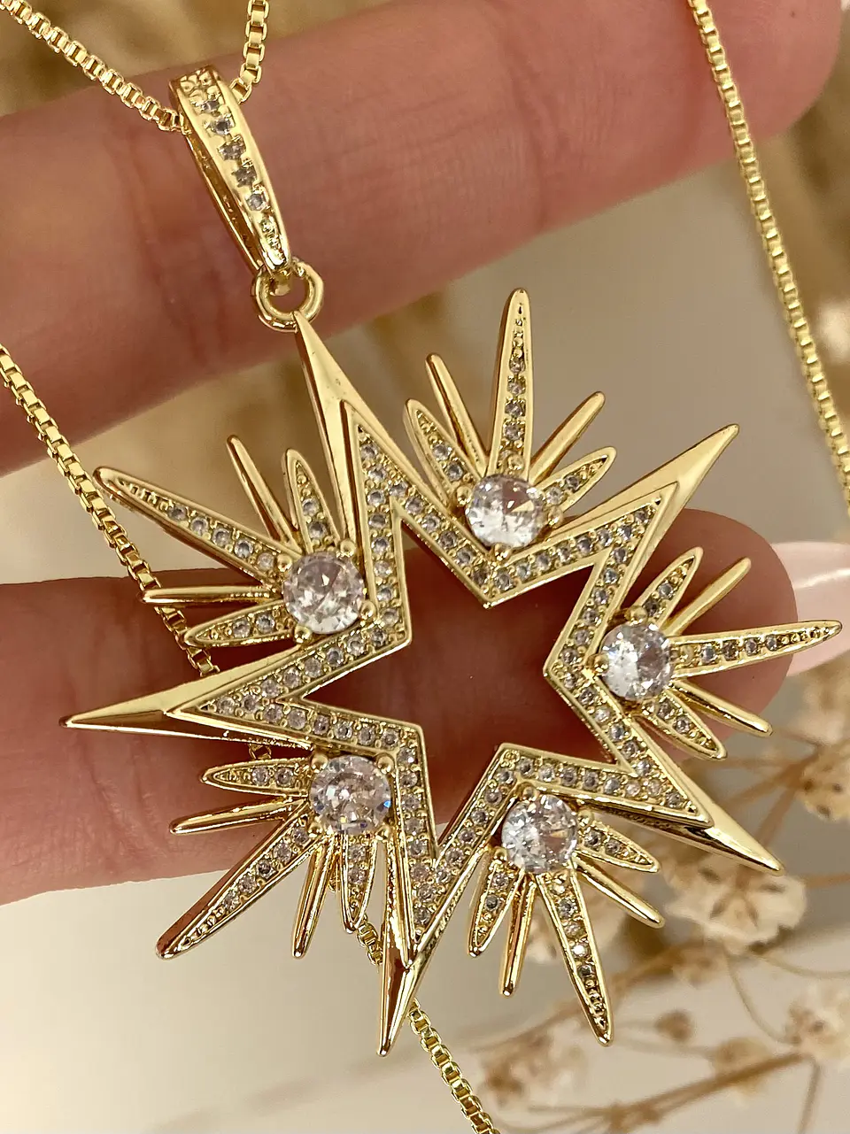 Collar Maxi Estrella de 10 Puntas Cristales  2