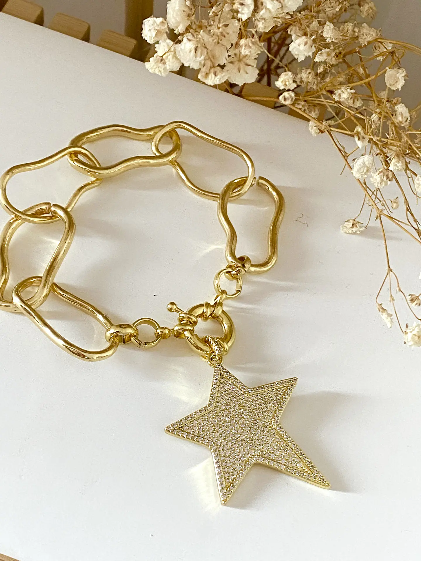 Maxi Pulsera Estrella Rockera Circones Gold  3