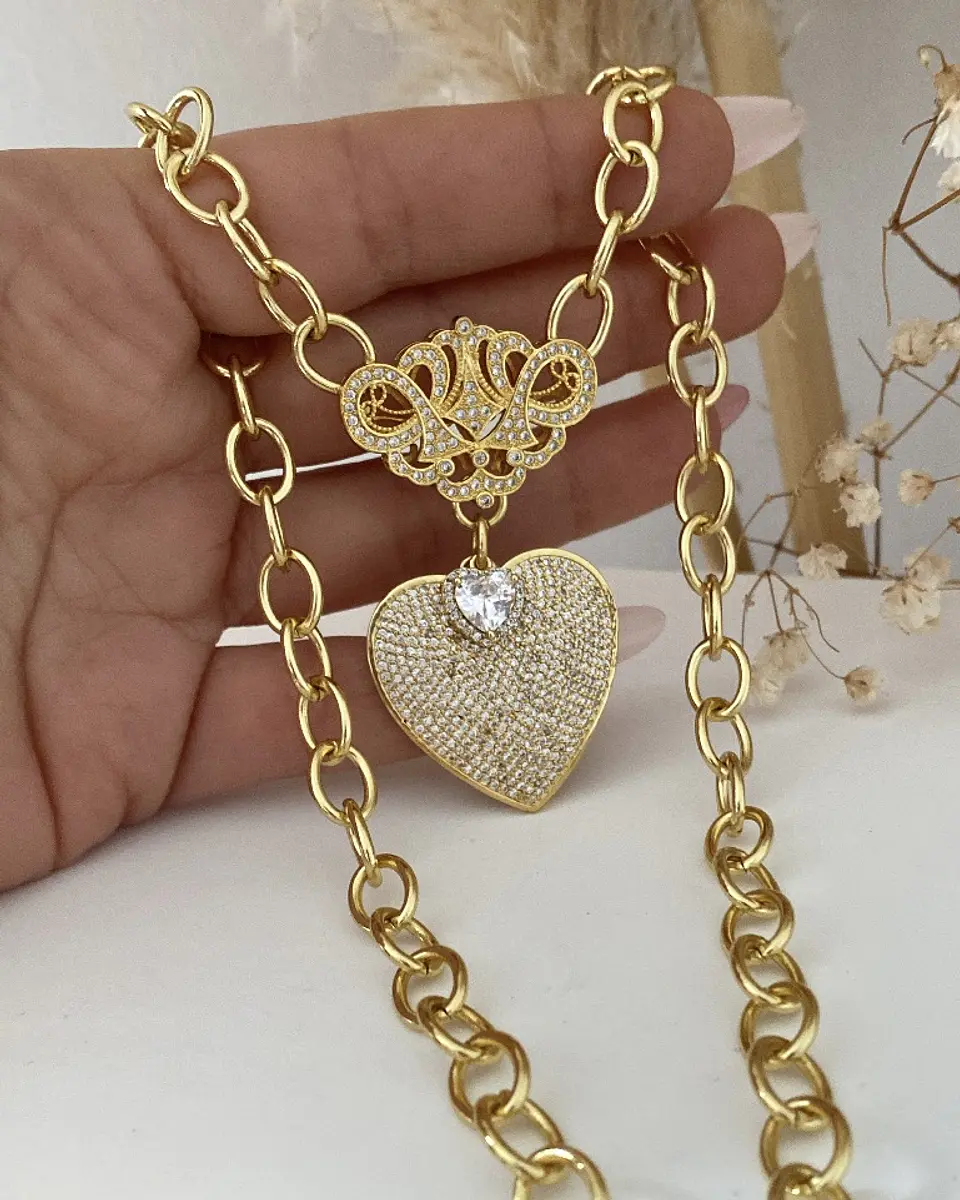 Collar Corazón Circones Crown Punto luz 1