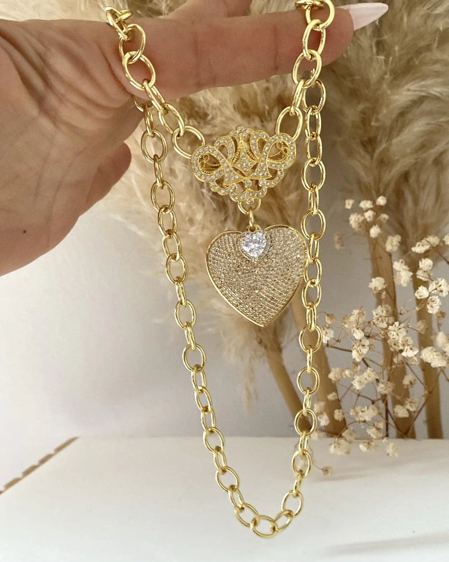Collar Corazón Circones Crown Punto luz 4