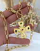 Collar XL Maxi Cruz Cristales Perlas Gold - Miniatura 1