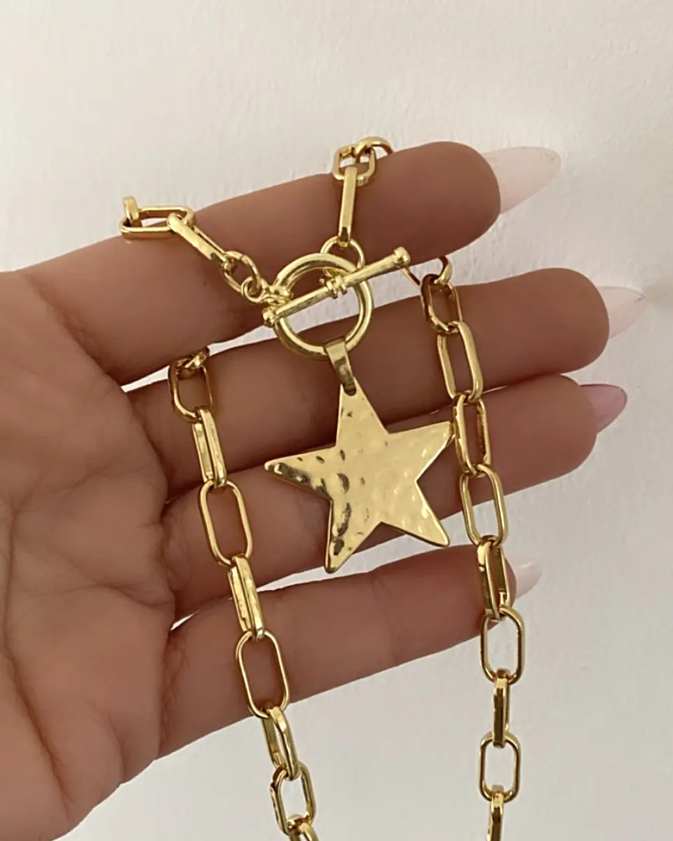 Collar Estrella Martillada Gold 1