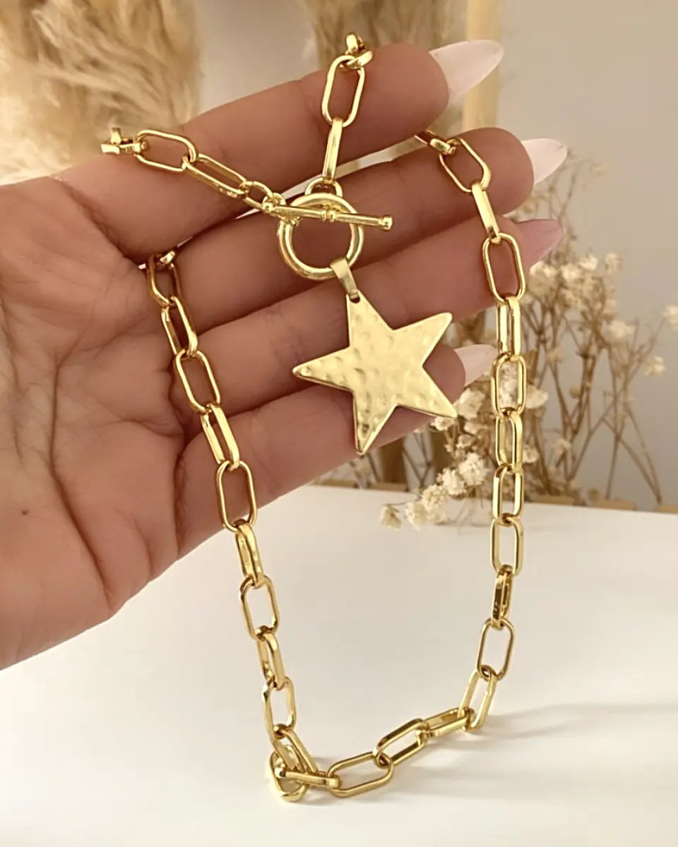 Collar Estrella Martillada Gold 2