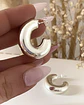 Aros Argolla Tubo Alargados Silver - Miniatura 2