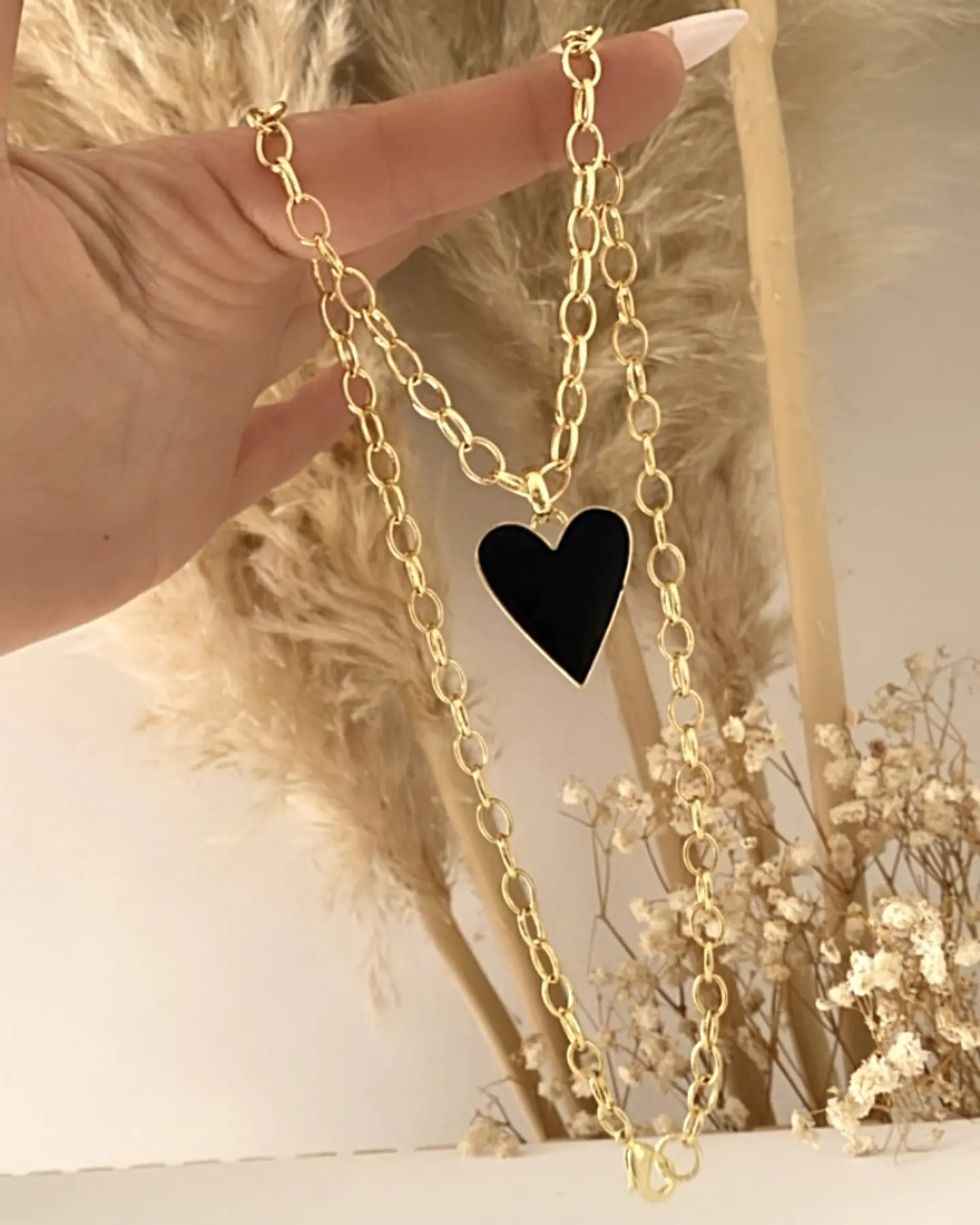 Collar Corazón Esmaltado Black  4