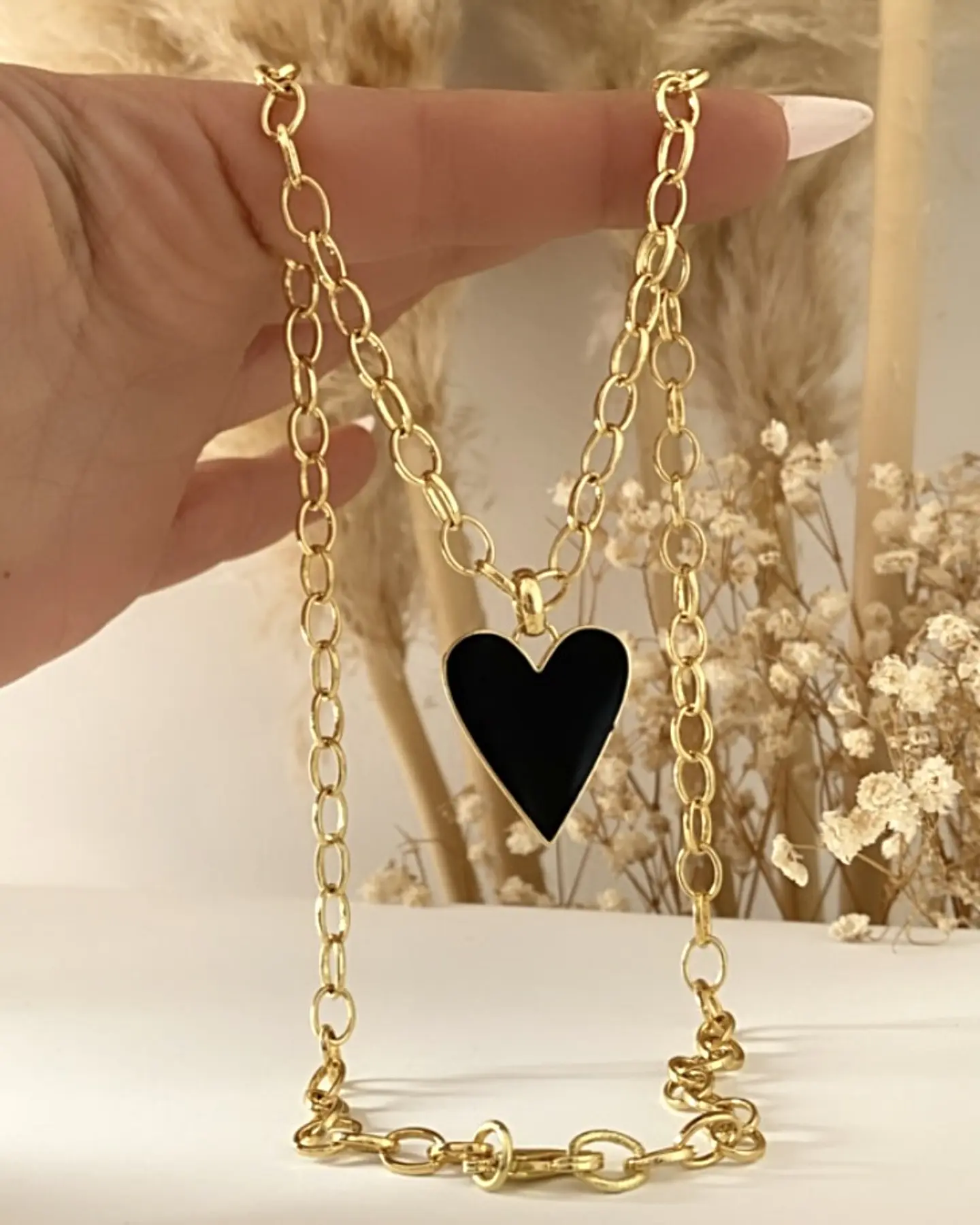 Collar Corazón Esmaltado Black  5