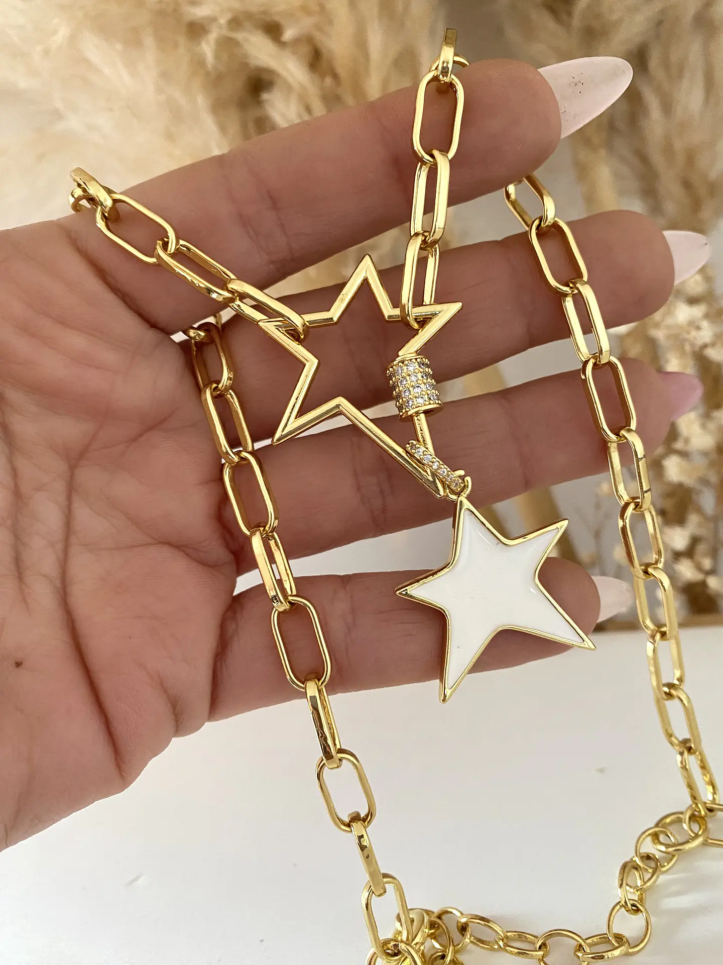 Collar Dúo Estrellas White Gold 1