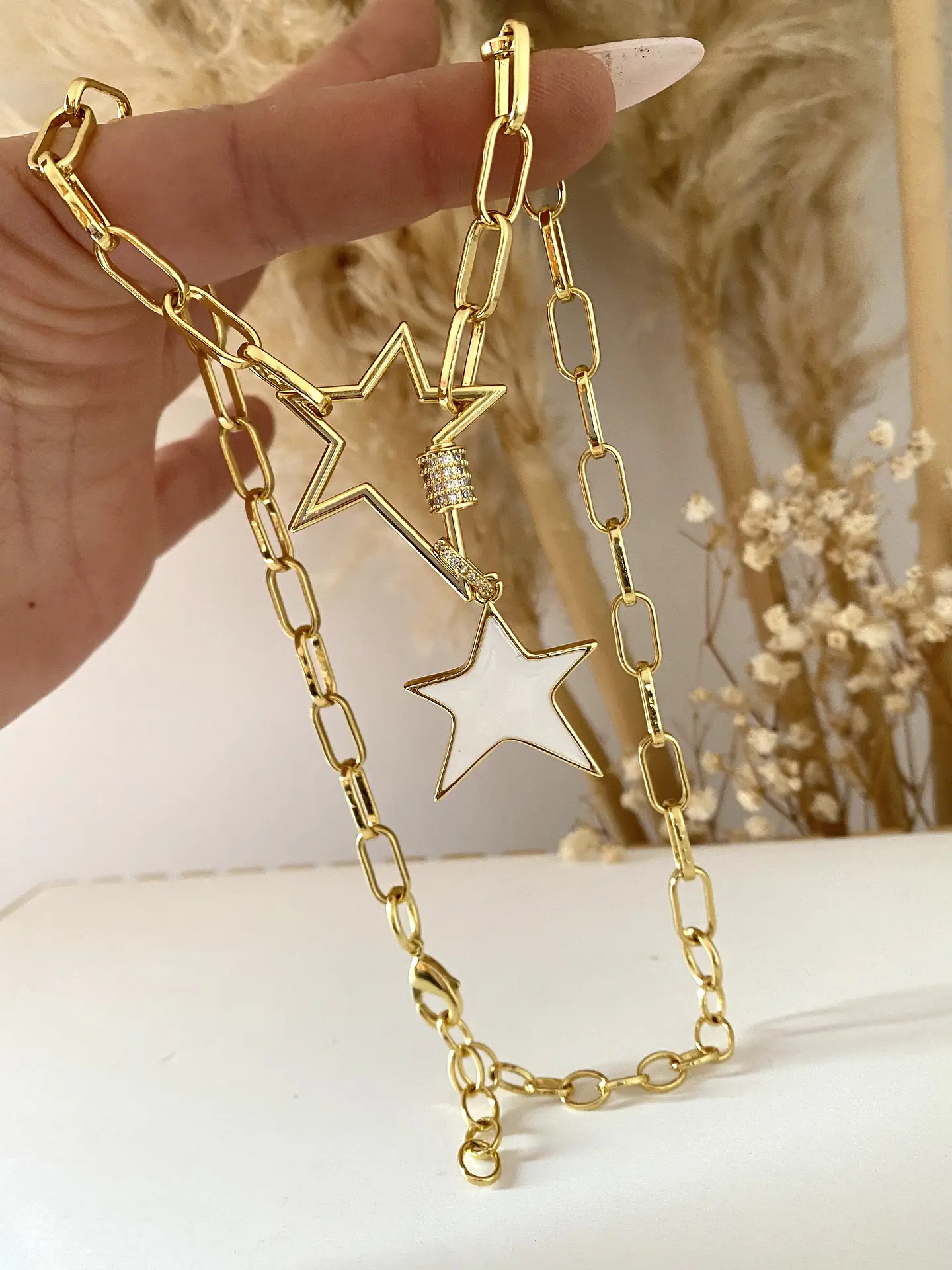 Collar Dúo Estrellas White Gold 3