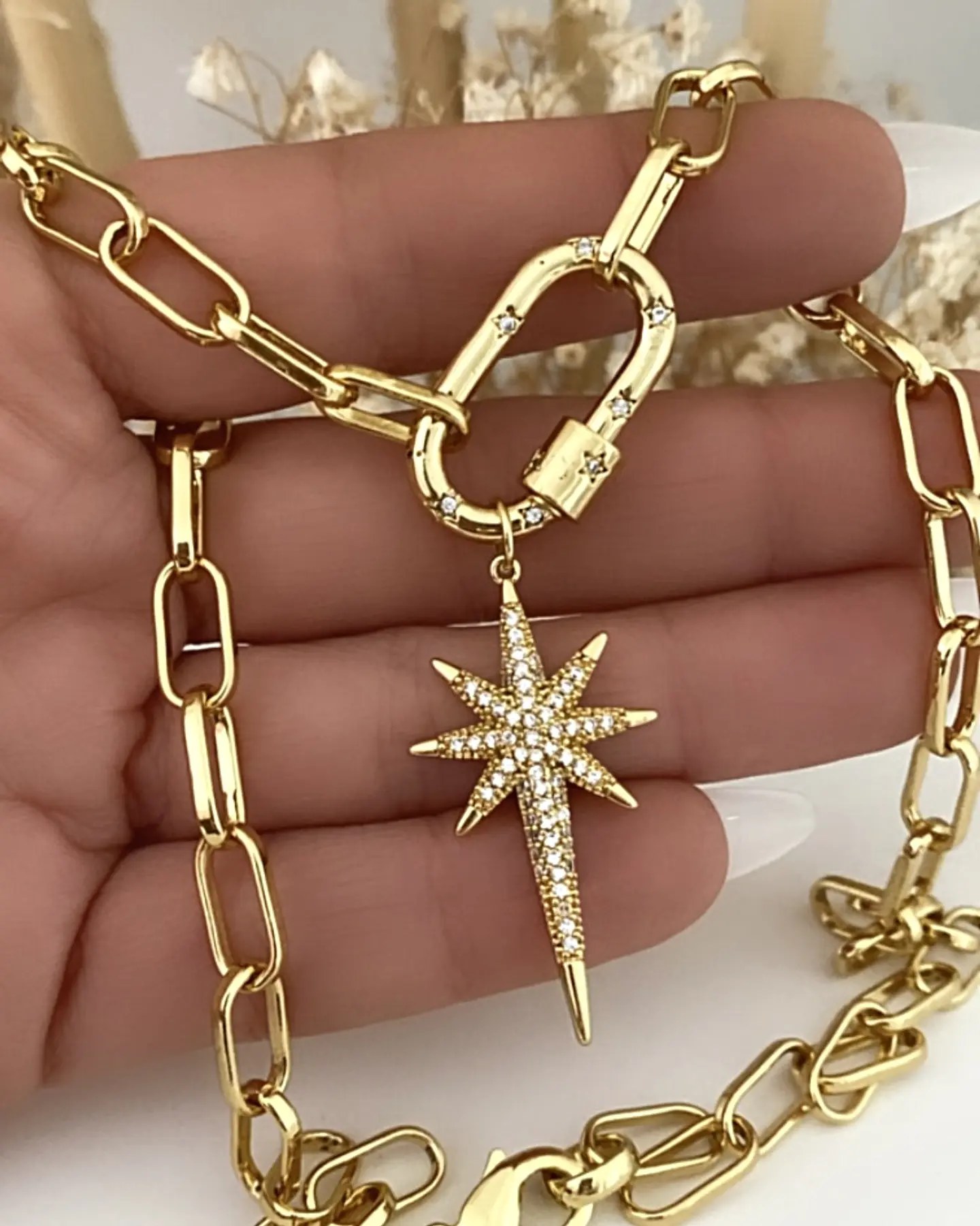 Collar Estrella Guía Circones Conector Gold  3