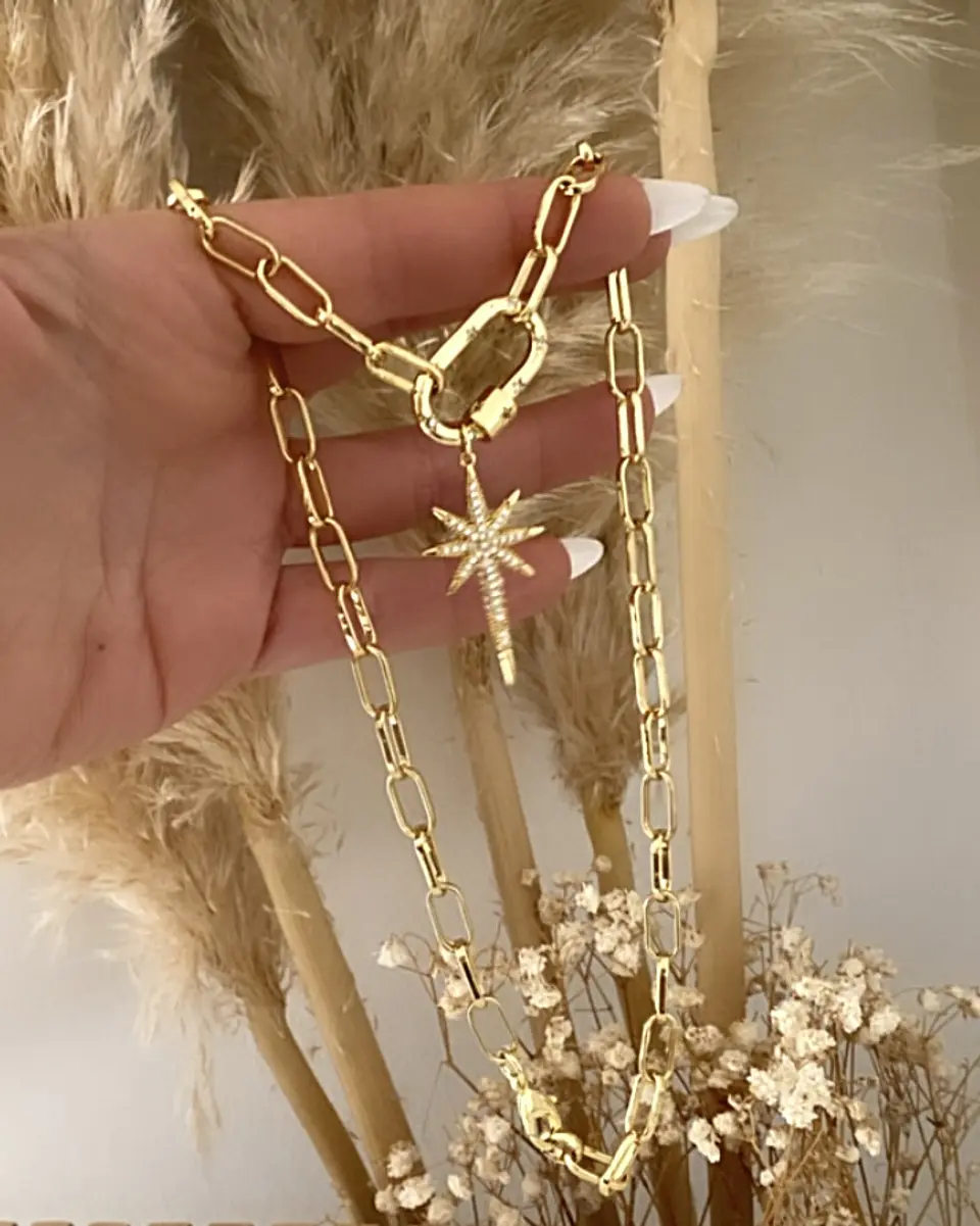 Collar Estrella Guía Circones Conector Gold  2