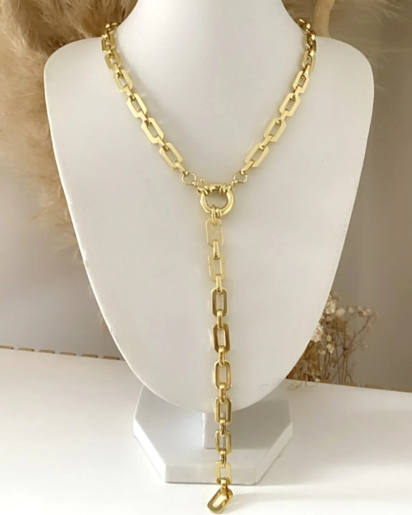 Collar Medalla Sol eslabones aplanados Gold  6