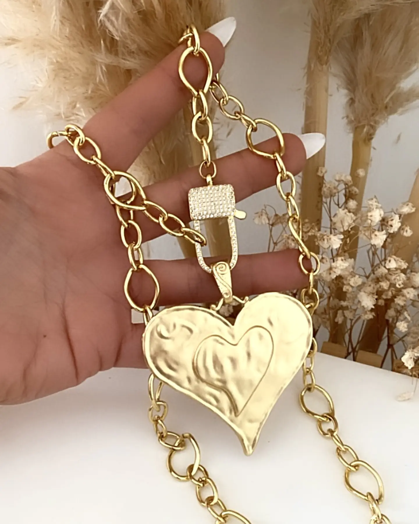Collar XL Maxi Corazon Mate broche Candado Gold 3