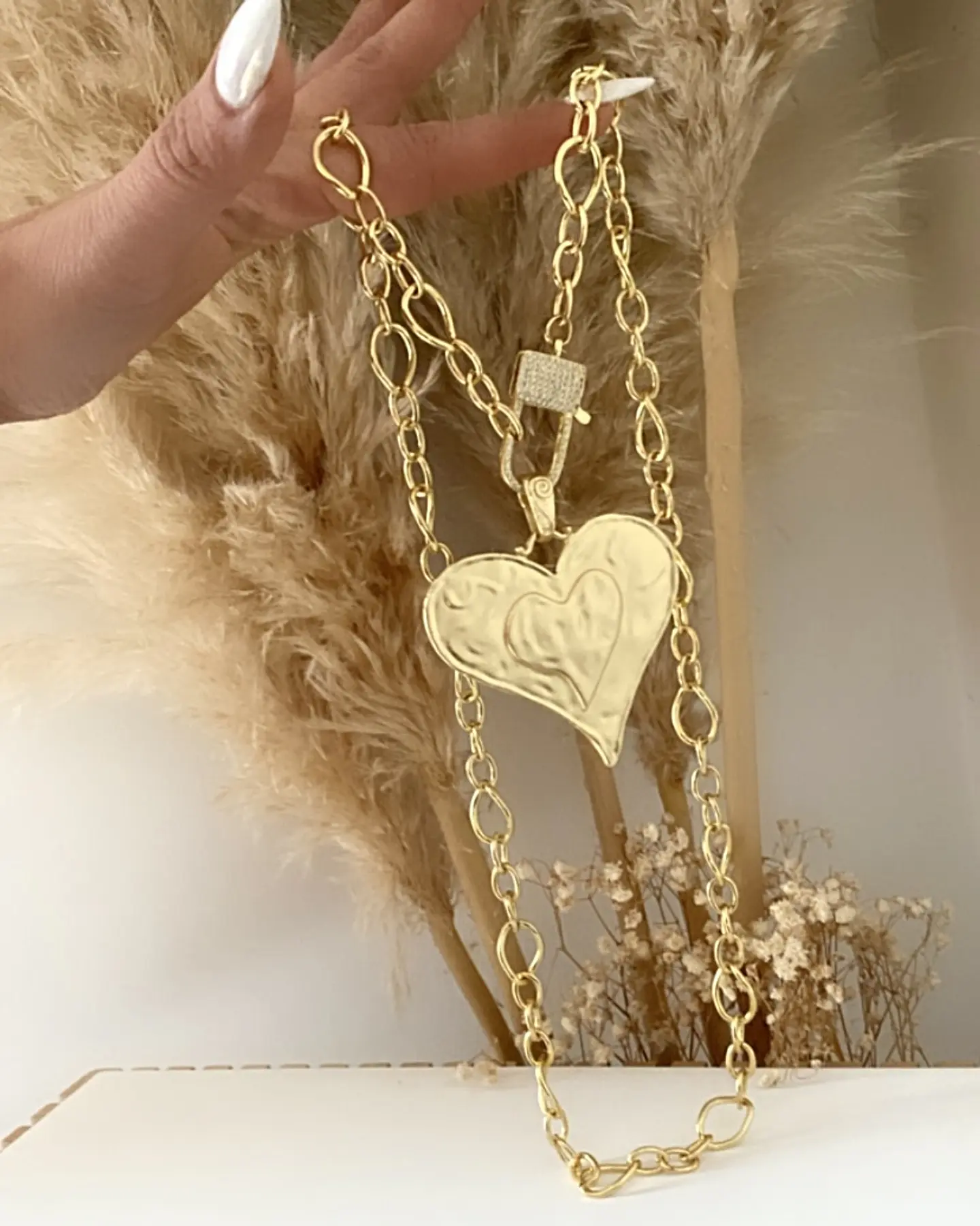 Collar XL Maxi Corazon Mate broche Candado Gold 4