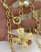 Collar XL Maxi Cruz Perlas Cristales  Gold - Miniatura 4