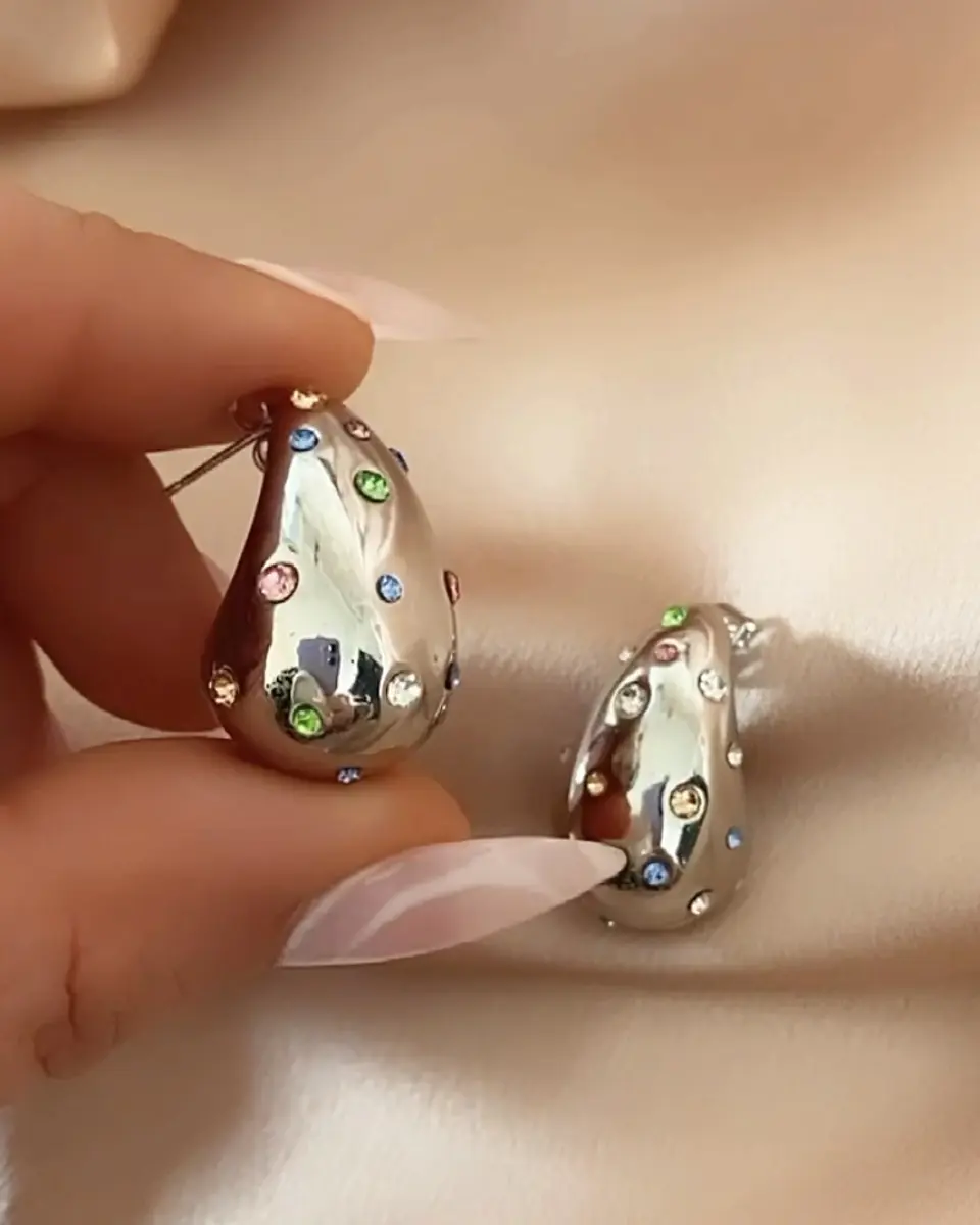 Aros Gota Circones Colores Silver 2