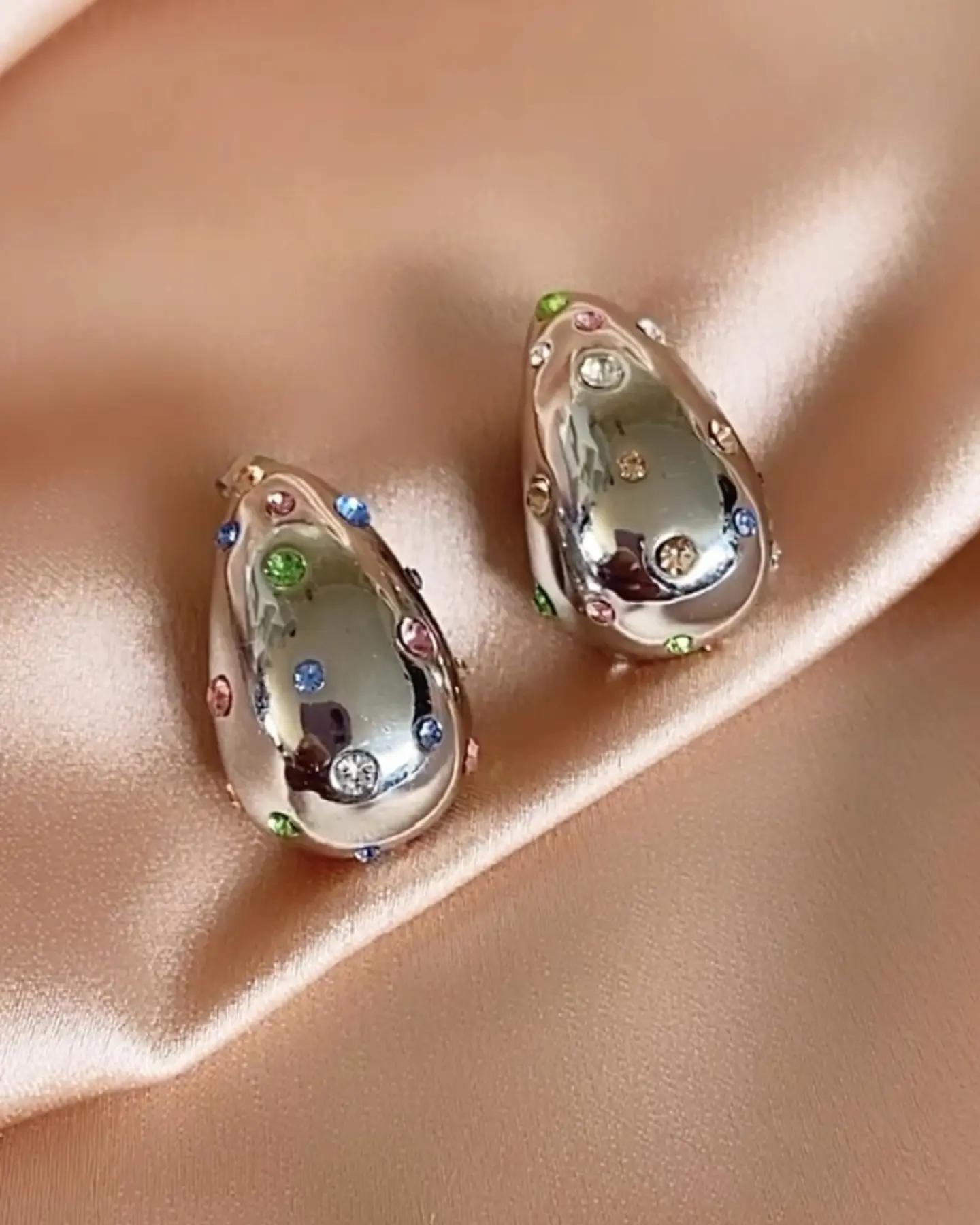 Aros Gota Circones Colores Silver 1