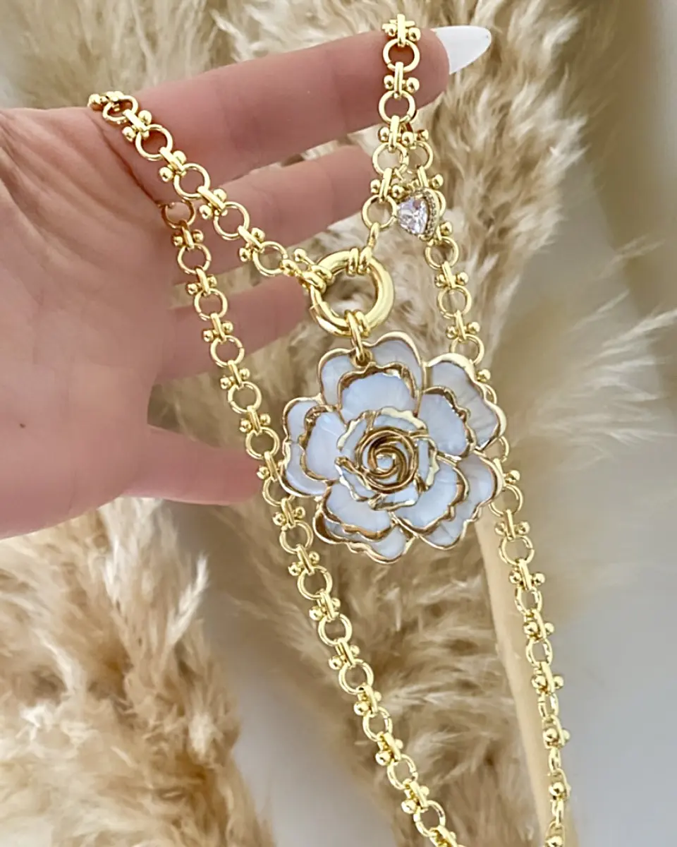 Collar Maxi Camelia eslabones mixtos punto luz gold 3