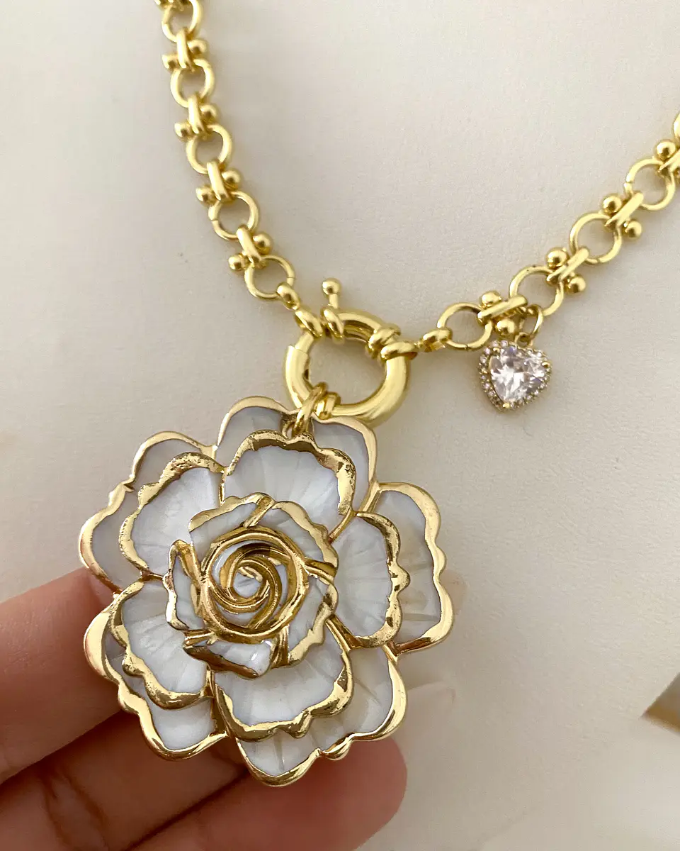 Collar Maxi Camelia eslabones mixtos punto luz gold 4