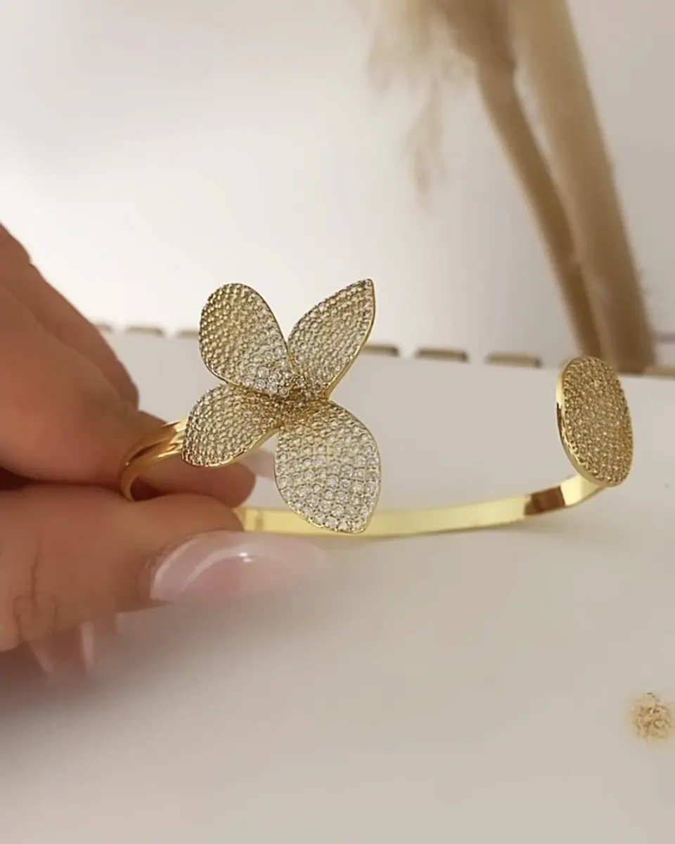 Brazalete Pelatos Flor Circones Gold 2