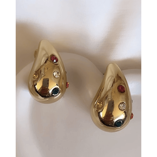 Aros Gota Circones Colores Gold 