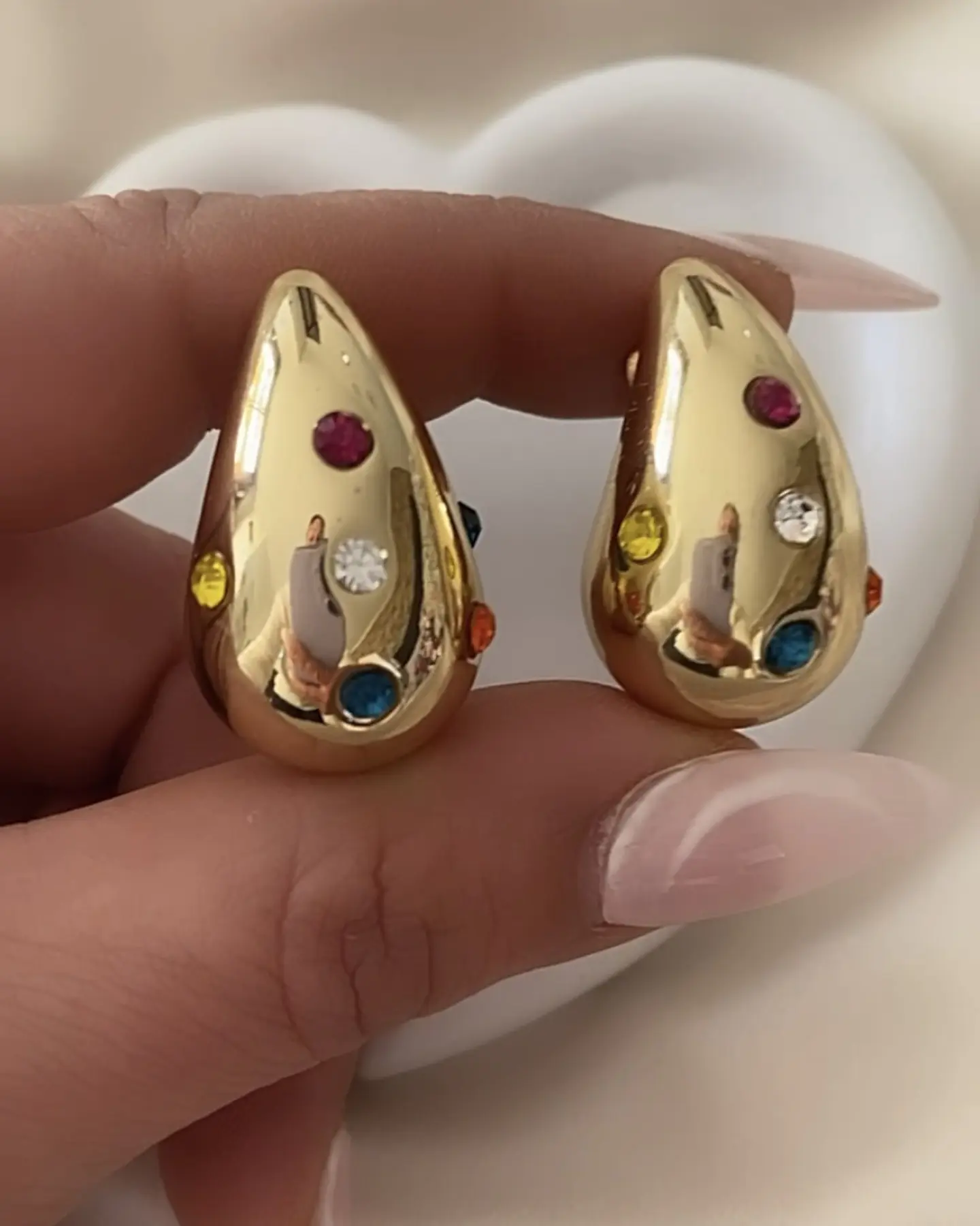 Aros Gota Circones Colores Gold  3