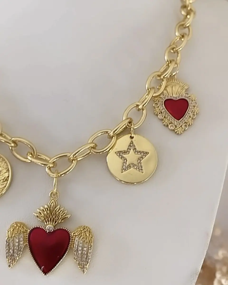 Collar Mix Corazones Sagrados y Estrellas 7